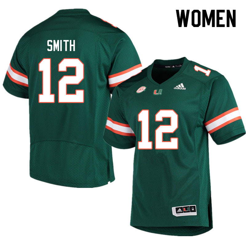 Women #12 Brashard Smith Miami Hurricanes College Football Jerseys Sale-Green